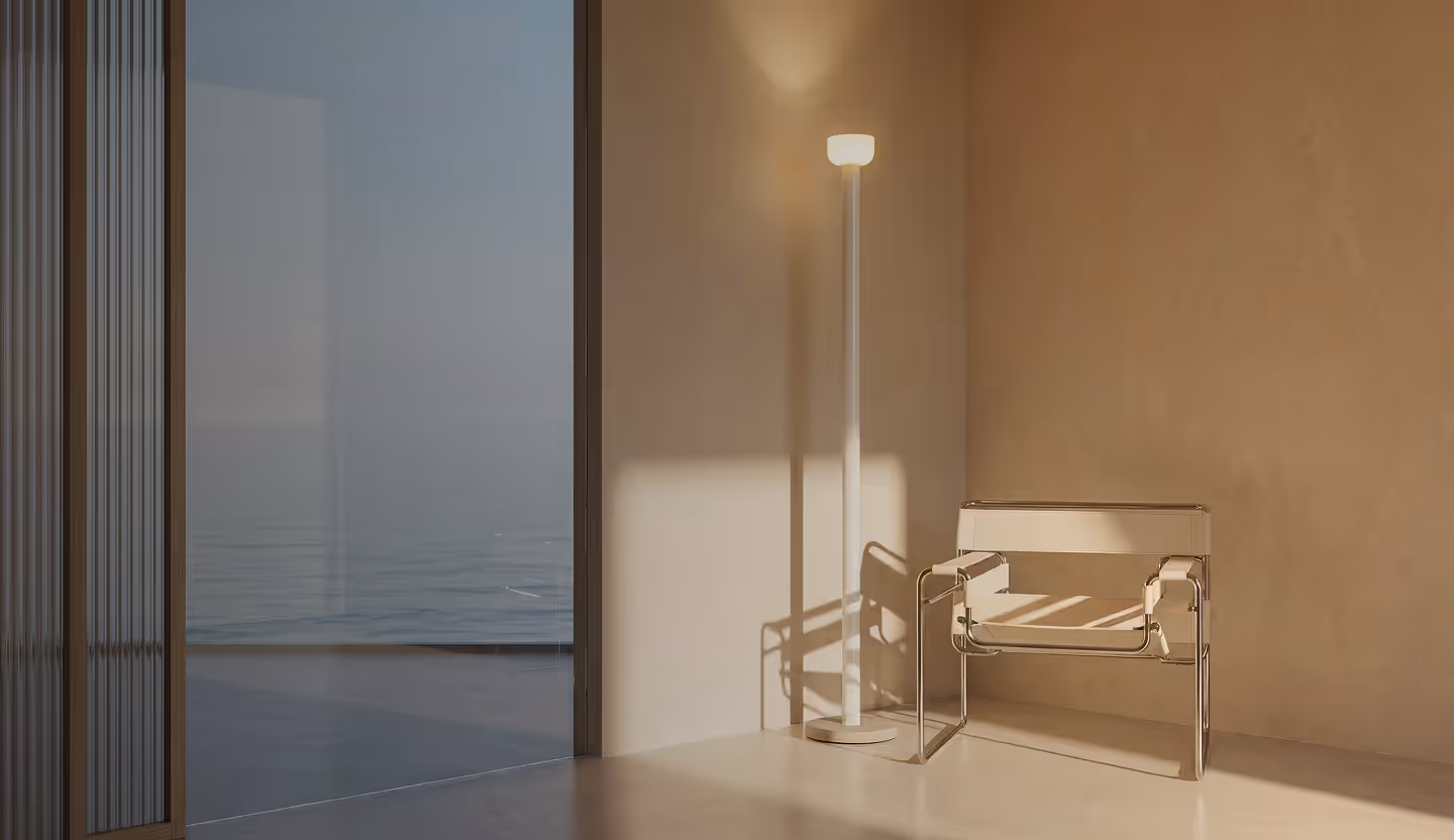 A calm, considered clinic interior with sea views