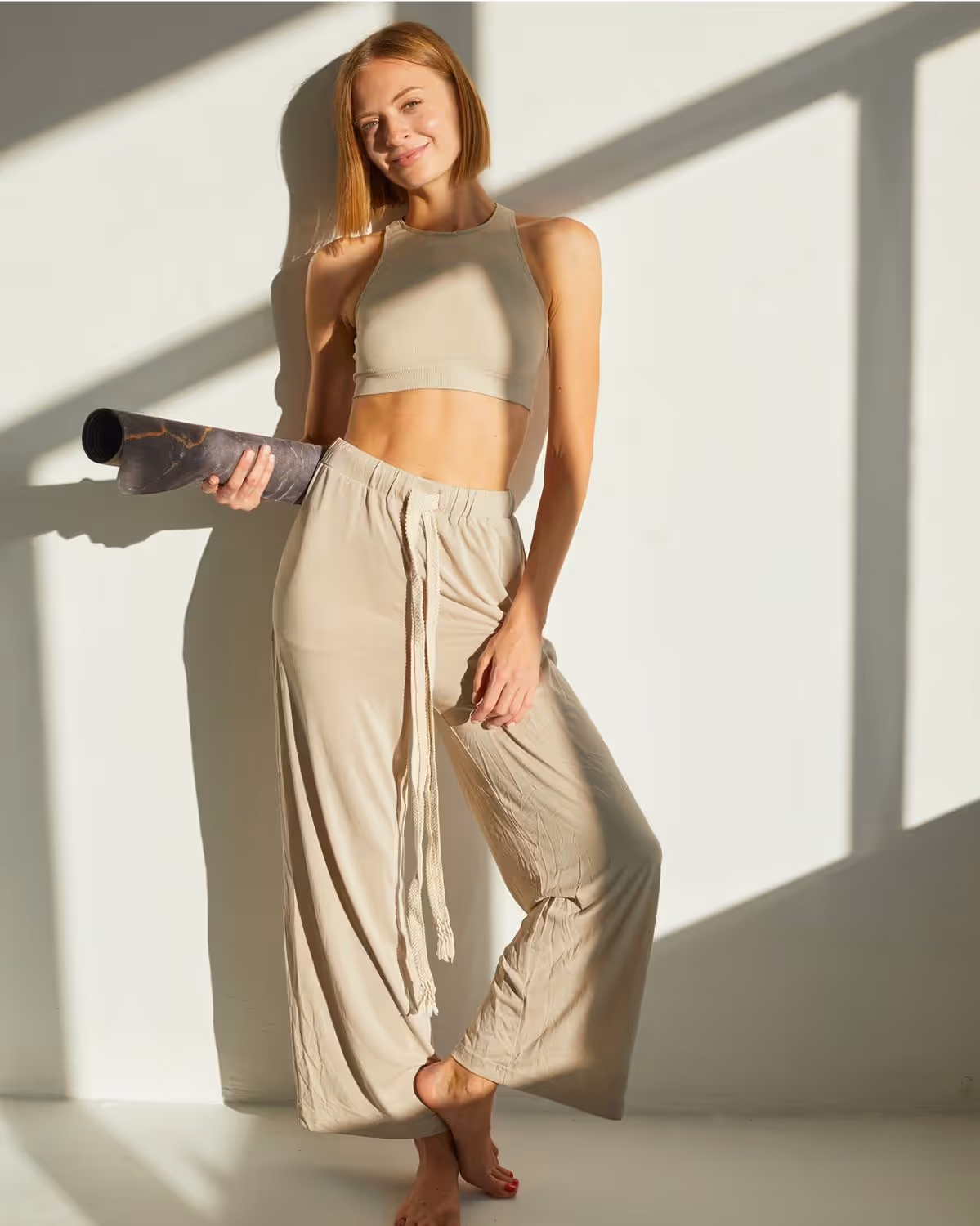 Woman stretching outdoors
