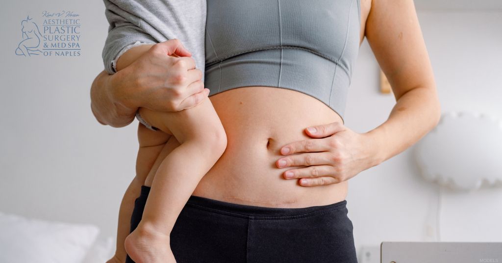 Mother holding her baby (models)