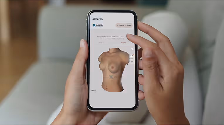 A smartphone showing the Adoreal interface