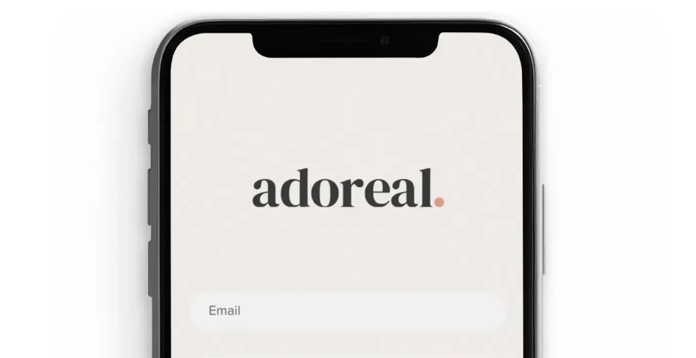Adoreal sign-up screen