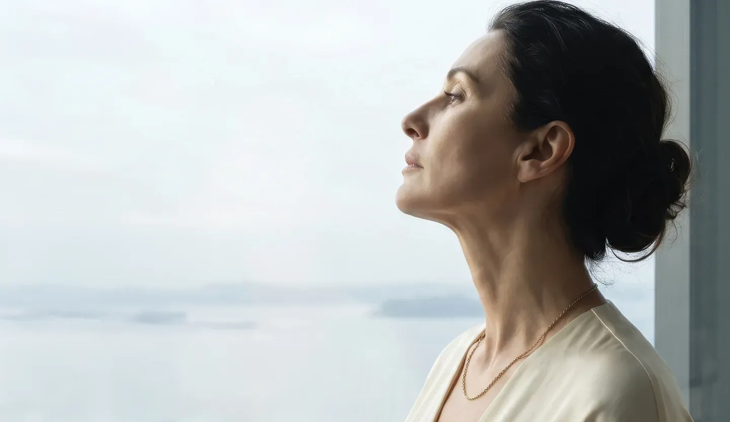 Profile portrait of a woman in soft natural light – facial surgery at Skulpturkliniken